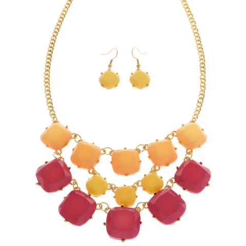Mi Amore Necklace-Earring-Set Multicolor/Gold-Tone