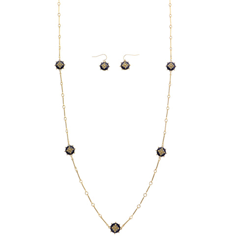 Mi Amore Necklace-Earring-Set Gold-Tone/Blue