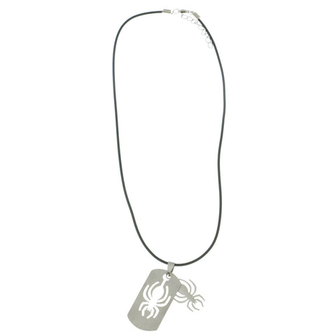 Mi Amore Spiders Adjustable Pendant-Necklace Black & Silver-Tone