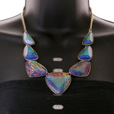 Mi Amore Holographic Iridescent Necklace-Earring-Set Multicolor & Gold-Tone