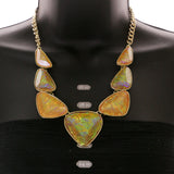 Mi Amore Holographic Iridescent Necklace-Earring-Set Multicolor & Gold-Tone