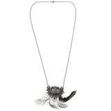 Mi Amore Owl Feathers Pendant-Necklace Multicolor & Silver-Tone