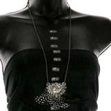 Mi Amore Owl Feathers Pendant-Necklace Multicolor & Silver-Tone