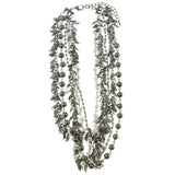 Mi Amore Leaves Adjustable Layered-Necklace Silver-Tone & White
