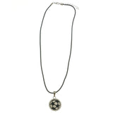 Mi Amore Soccer Ball Pendant-Necklace Black/Silver-Tone