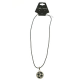 Mi Amore Soccer Ball Pendant-Necklace Black/Silver-Tone