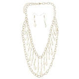 Mi Amore Adjustable Necklace-Earring-Set Gold-Tone/Clear