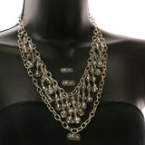 Mi Amore Adjustable Necklace-Earring-Set Gold-Tone/Clear