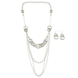 Mi Amore Necklace-Earring-Set Silver-Tone/Pink