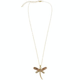 Mi Amore Dragonfly Adjustable Pendant-Necklace Gold-Tone & Pink