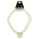 Mi Amore Necklace-Earring-Set White/Silver-Tone
