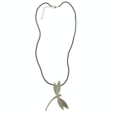 Mi Amore Dragonfly Adjustable Pendant-Necklace Silver-Tone & Black