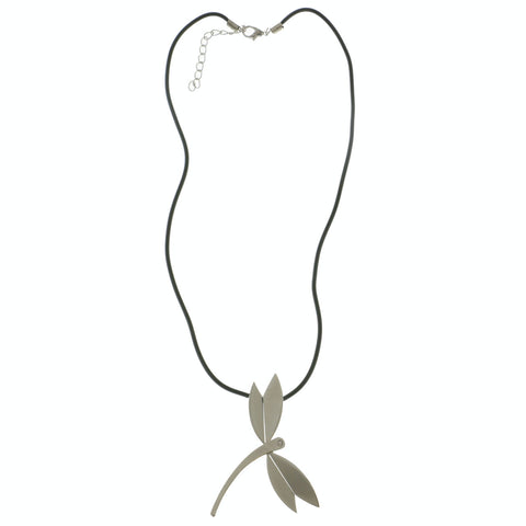 Mi Amore Dragonfly Adjustable Pendant-Necklace Silver-Tone & Black