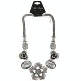 Mi Amore Flowers Adjustable Statement-Necklace Silver-Tone