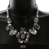 Mi Amore Flowers Adjustable Statement-Necklace Silver-Tone