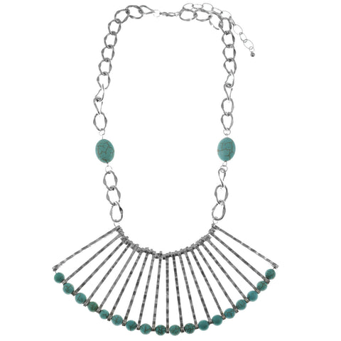 Mi Amore Adjustable Statement-Necklace Silver-Tone/Blue