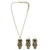 Mi Amore Owls Adjustable Necklace-Earring-Set Gold-Tone