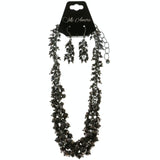 Mi Amore Adjustable Necklace-Earring-Set Purple/Silver-Tone