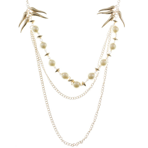 Mi Amore Tusks Statement-Necklace Gold-Tone/White