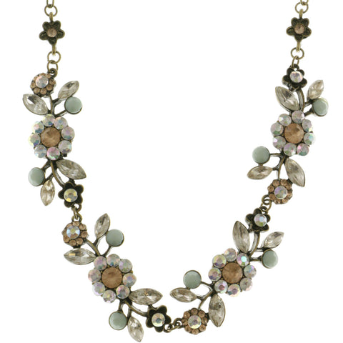 Mi Amore Flowers Adjustable Statement-Necklace Multicolor & Gold-Tone