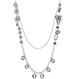 Mi Amore Flowers Adjustable Statement-Necklace Silver-Tone & Red