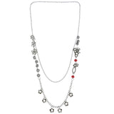 Mi Amore Flowers Adjustable Statement-Necklace Silver-Tone & Red