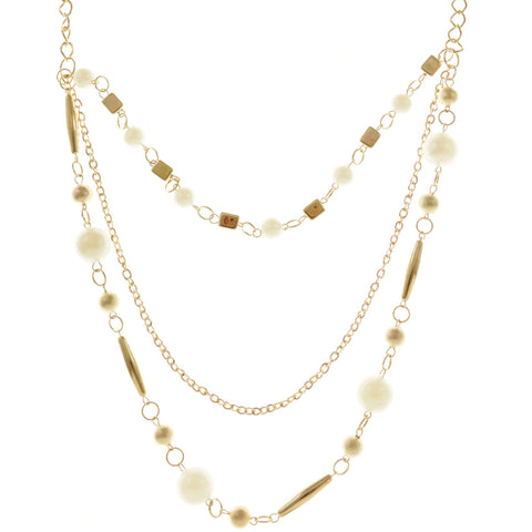 Mi Amore Adjustable Statement-Necklace Gold-Tone/White