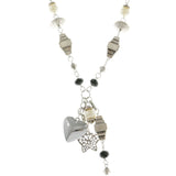 Mi Amore Heart Butterfly Statement-Necklace Multicolor & Silver-Tone