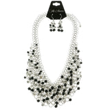 Mi Amore Adjustable Necklace-Earring-Set Silver-Tone/Black