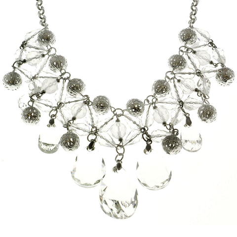 Mi Amore Adjustable Statement-Necklace Silver-Tone/Clear