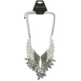 Mi Amore Wings Adjustable Statement-Necklace Silver-Tone
