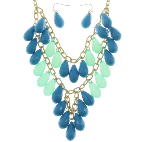 Mi Amore Adjustable Necklace-Earring-Set Multicolor/Gold-Tone