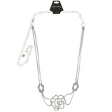 Mi Amore Flower Adjustable Statement-Necklace Silver-Tone
