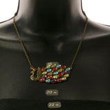 Mi Amore Peacock Adjustable Pendant-Necklace Multicolor & Gold-Tone