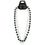 Mi Amore Adjustable Necklace-Earring-Set Blue/Silver-Tone