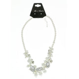 Mi Amore Adjustable Beaded-Necklace White/Silver-Tone