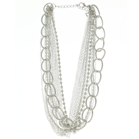 Mi Amore Adjustable Statement-Necklace Silver-Tone
