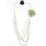 Mi Amore Flower Statement-Necklace White/Silver-Tone