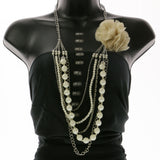 Mi Amore Flower Statement-Necklace White/Silver-Tone