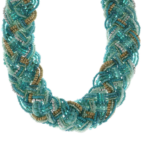 Mi Amore Braided Adjustable Beaded-Necklace Multicolor & Silver-Tone