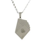 Mi Amore Cards Heart Pendant-Necklace Silver-Tone