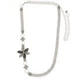 Mi Amore Flower Adjustable Statement-Necklace Silver-Tone & Black
