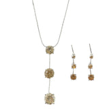 Mi Amore Necklace-Earring-Set Silver-Tone/Yellow