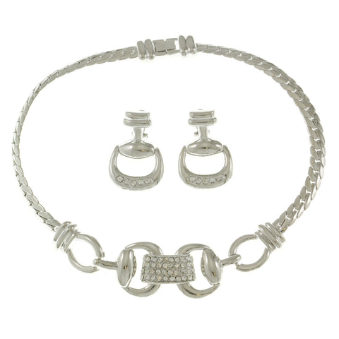 Mi Amore Necklace-Earring-Set Silver-Tone