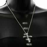 Mi Amore Cross Adjustable Pendant-Necklace Silver-Tone