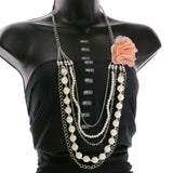 Mi Amore Flower Layered-Necklace Multicolor/Silver-Tone