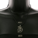 Mi Amore Skull and Crossbones Adjustable Pendant-Necklace Black & Silver-Tone