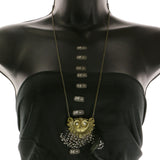 Mi Amore Owl Feathers Pendant-Necklace Multicolor & Gold-Tone