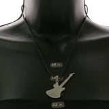 Mi Amore Guitar Adjustable Pendant-Necklace Black & Silver-Tone
