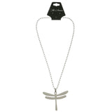 Mi Amore Dragonfly Adjustable Pendant-Necklace Silver-Tone